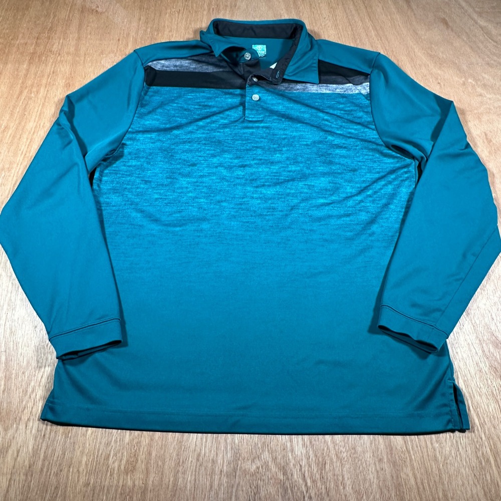 Pro Tour Golf Polo Shirt Mens Large Teal Long Sleeve Performance Stretch